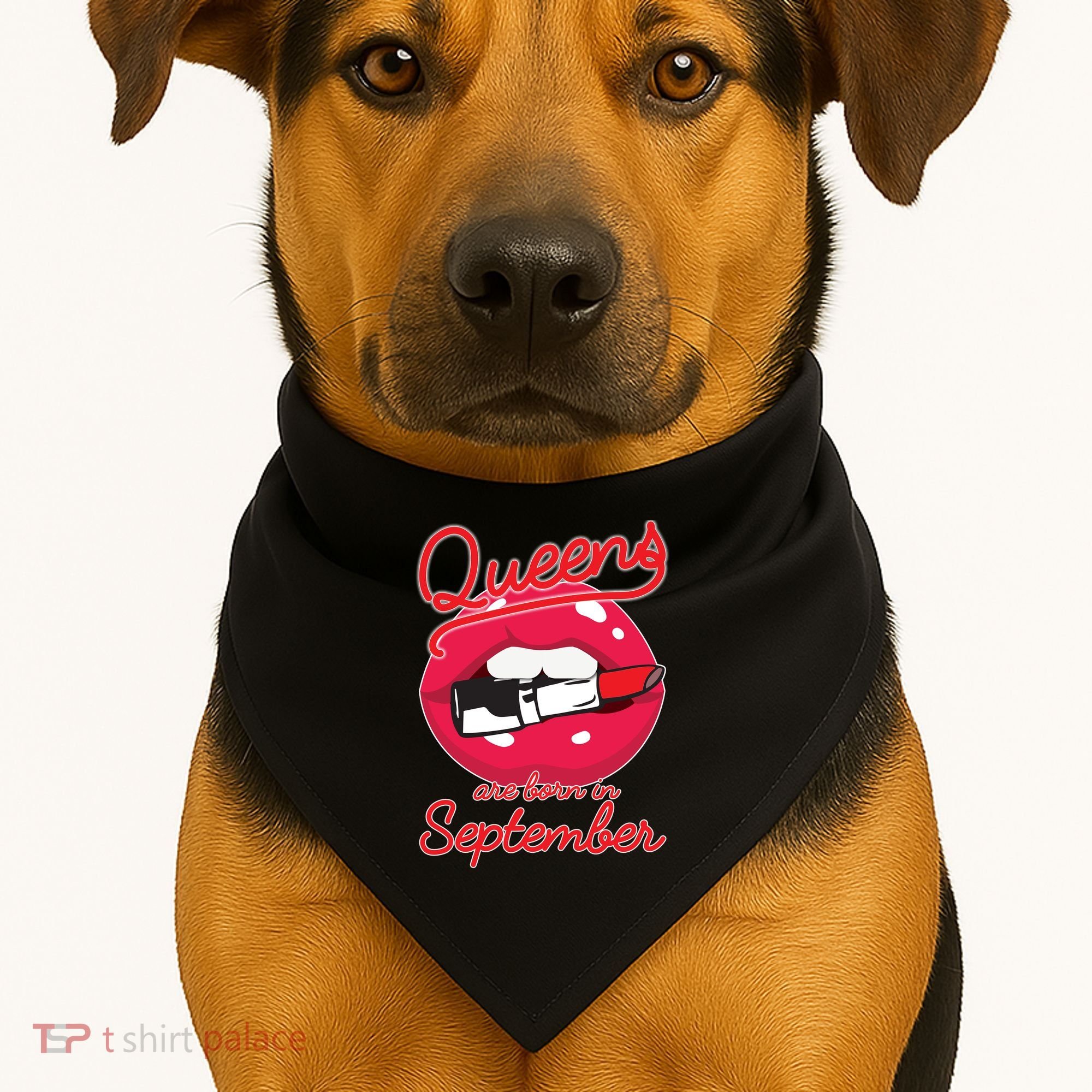 Queens Are Born in September Lipstick USA-Made Doggie Bandana