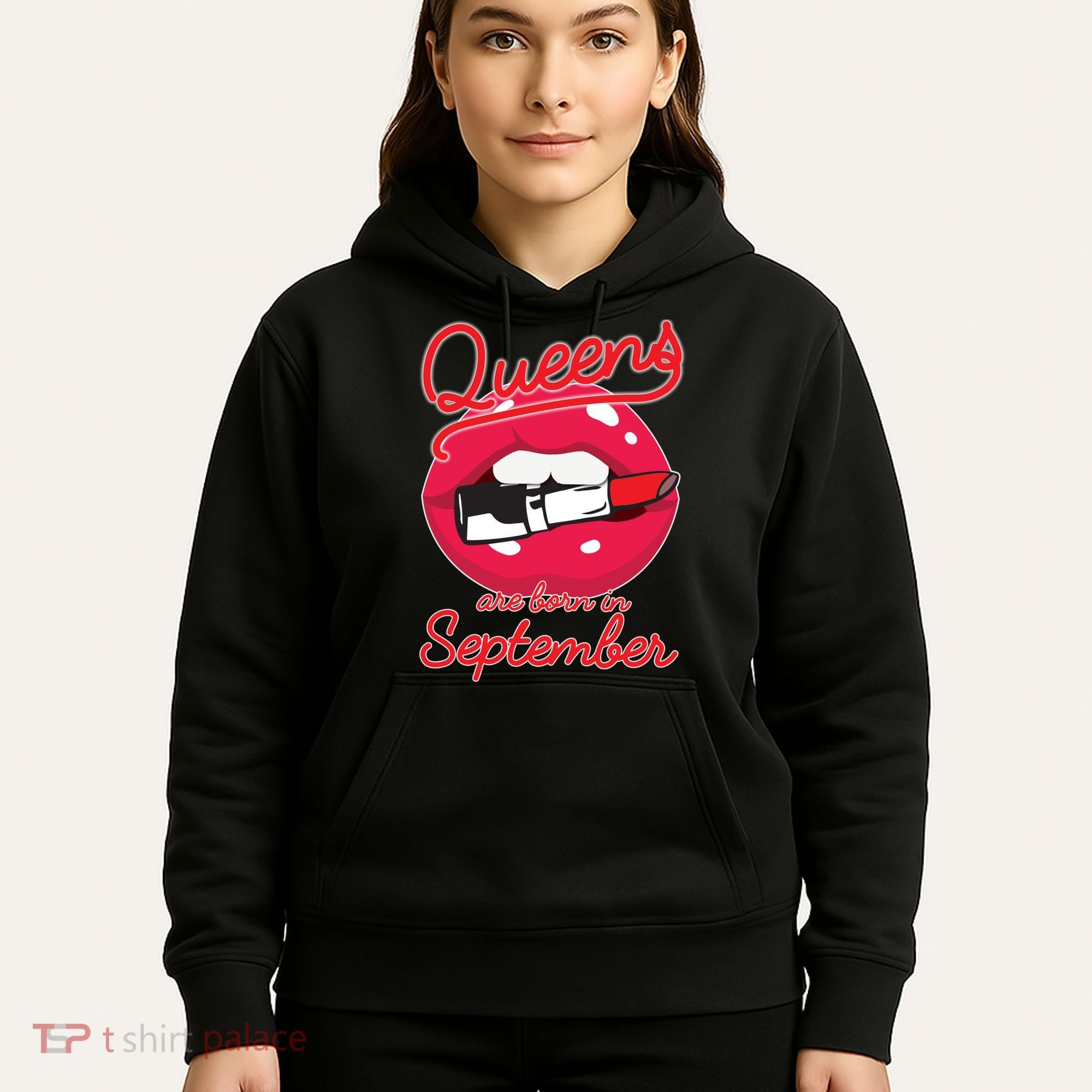 Queens Are Born in September Lipstick Hoodie