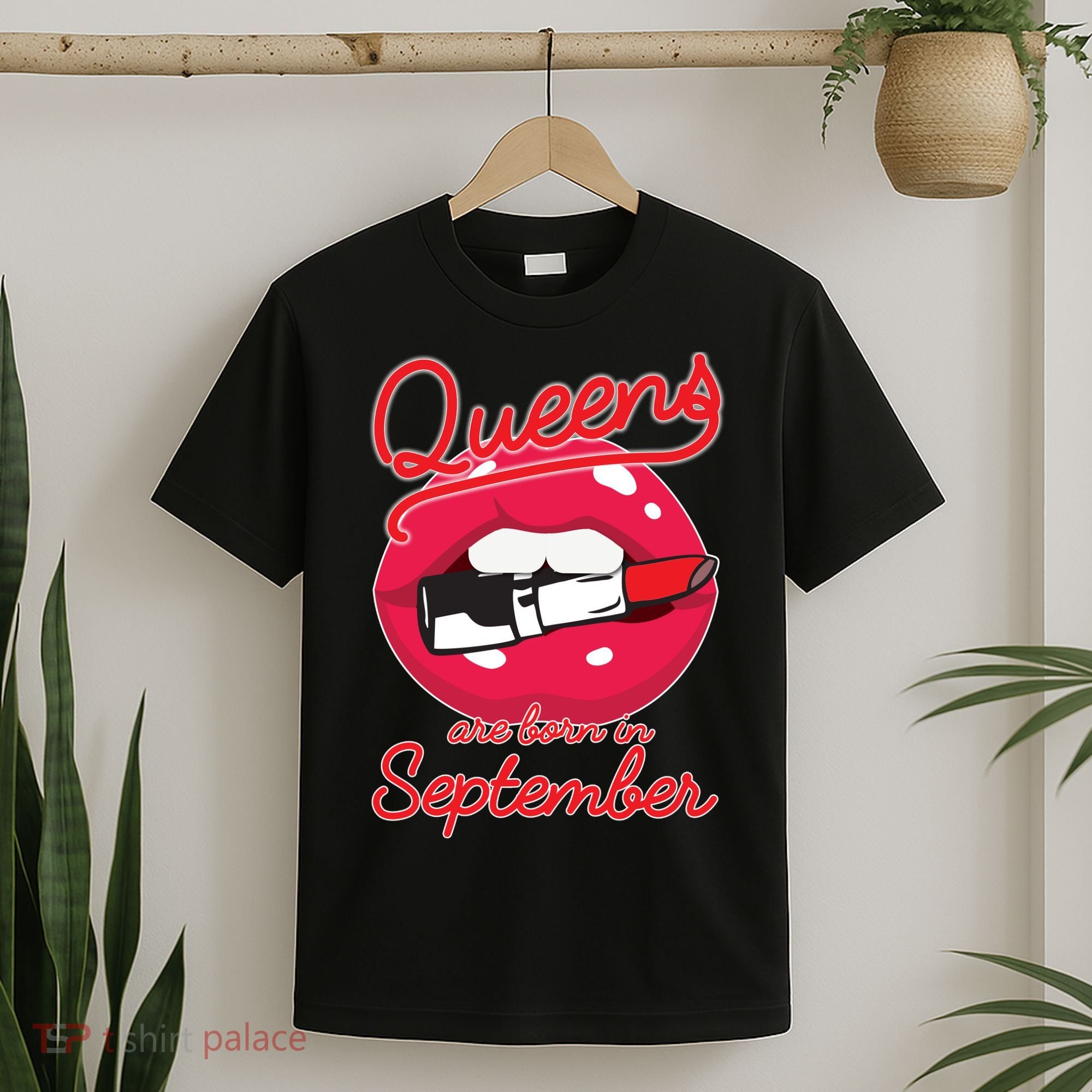 Queens Are Born in September Lipstick T-Shirt