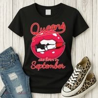 Queens Are Born in September Lipstick Women's T-Shirt thumb 3