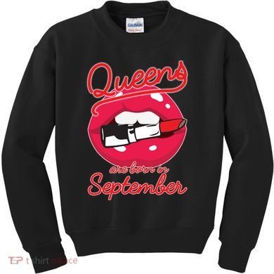 Queens Are Born in September Lipstick Kids Sweatshirt