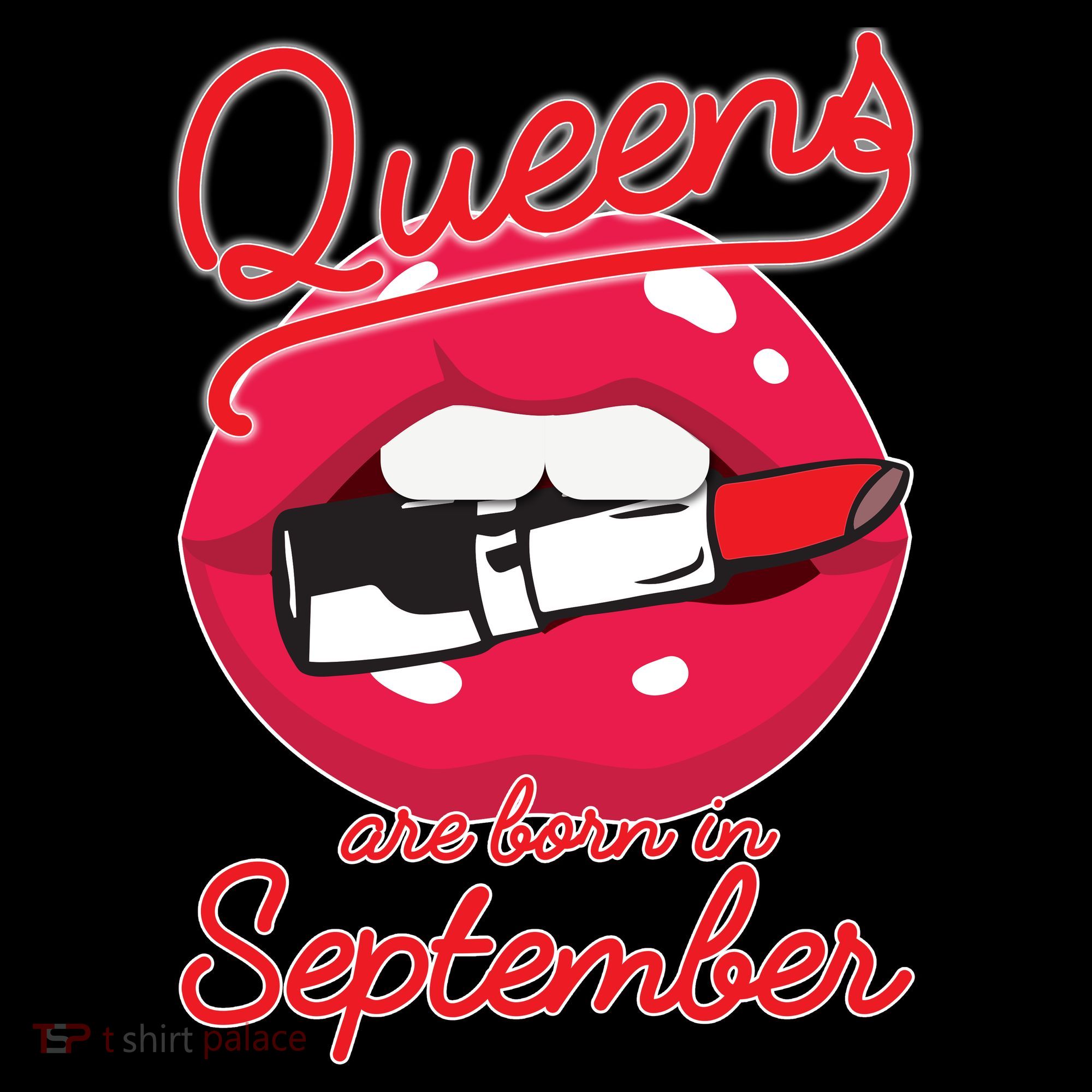 Queens Are Born in September Lipstick Kids T-Shirt