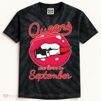 Queens Are Born in September Lipstick Kids Tie-Dye T-Shirt thumb 0