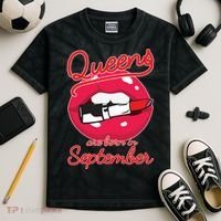 Queens Are Born in September Lipstick Kids Tie-Dye T-Shirt thumb 2