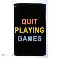Quit Playing Games Golf Towel thumb 0