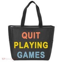 Quit Playing Games Tote Bag thumb 0