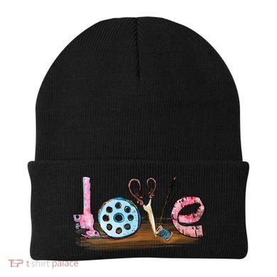 Quilting Yarn Graphic Design Seamstress Sewing Themed Cute Gift Beanie