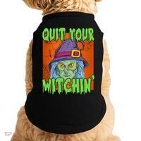 Quit Your Witchin Spooky Halloween Doggie Tank thumb 0