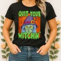 Quit Your Witchin Spooky Halloween Women's T-Shirt thumb 2