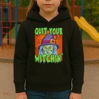 Quit Your Witchin Spooky Halloween Kids Hoodie thumb 3