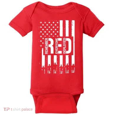 R.E.D Remember Everyone Deployed Red Friday Baby Bodysuit