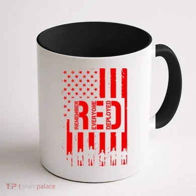 R.E.D Remember Everyone Deployed Red Friday Flag Coffee Mug back