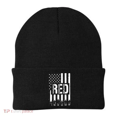 R.E.D Remember Everyone Deployed Red Friday Flag Beanie