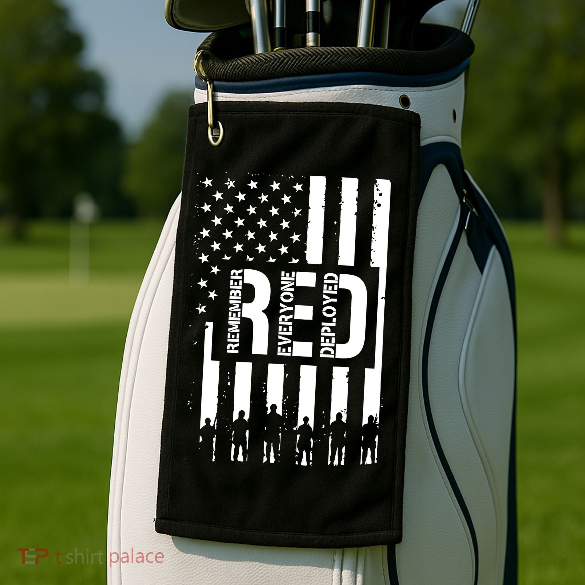 R.E.D Remember Everyone Deployed Red Friday Flag Golf Towel