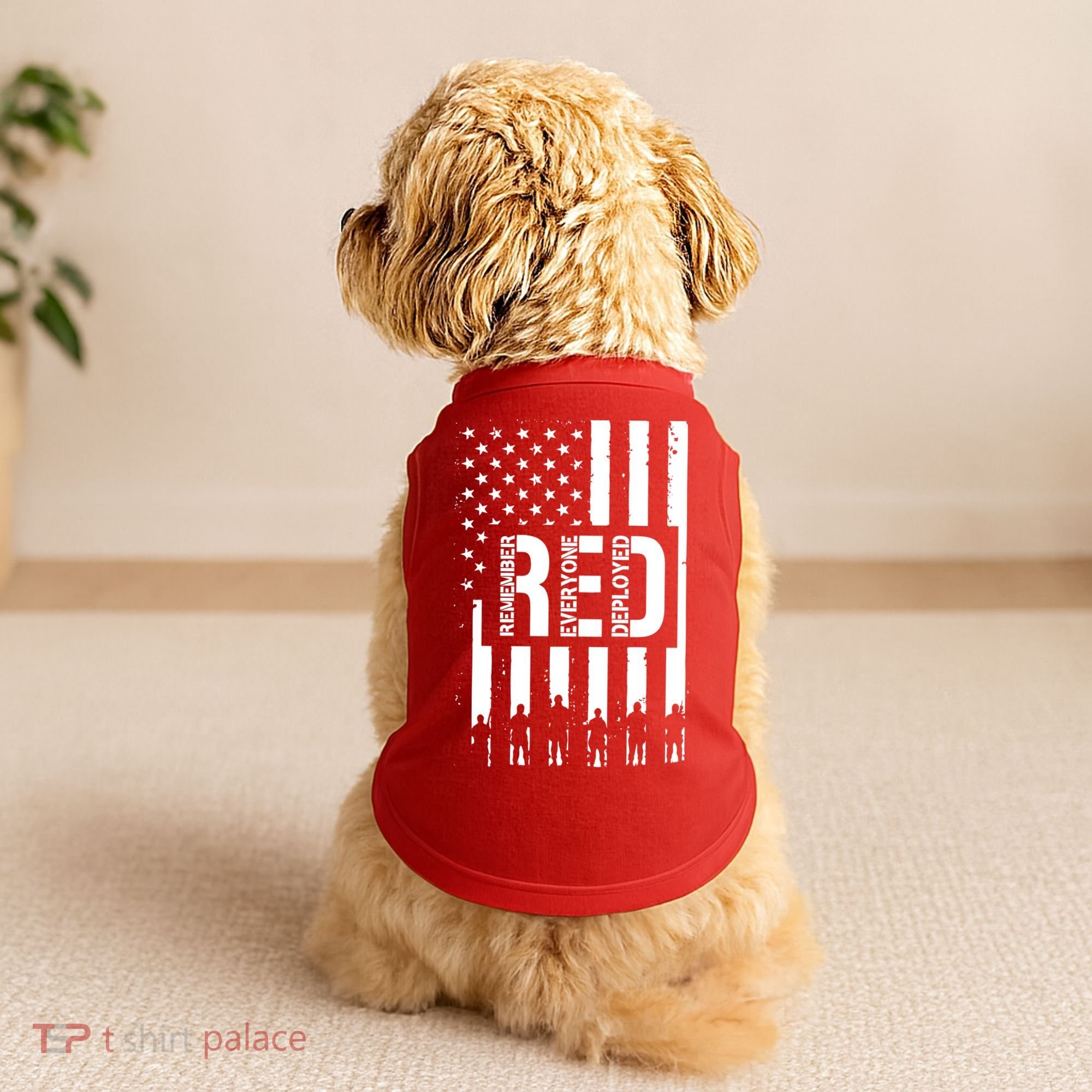 R.E.D Remember Everyone Deployed Red Friday Flag Doggie Tank