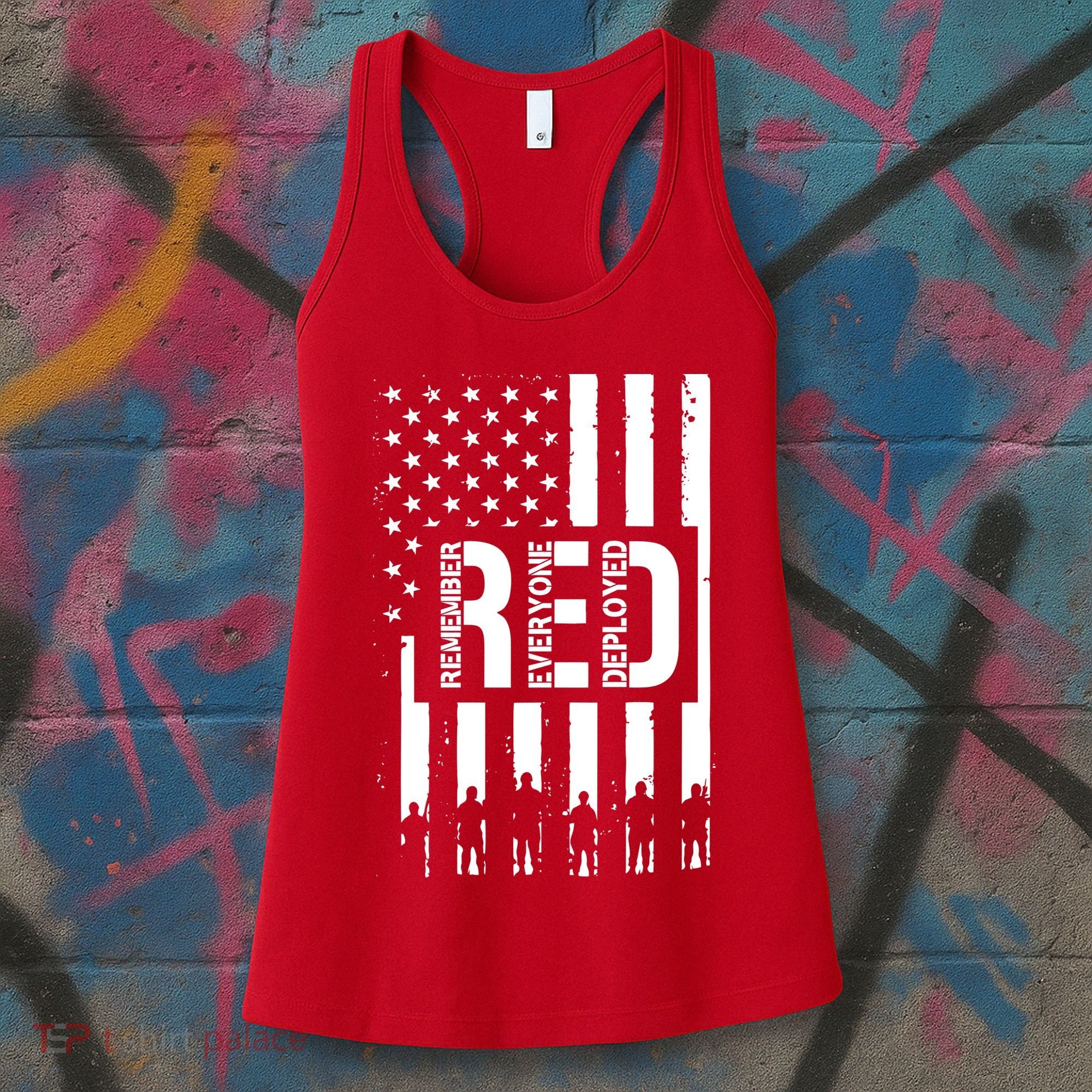 R.E.D Remember Everyone Deployed Red Friday Flag Women's Tank Top