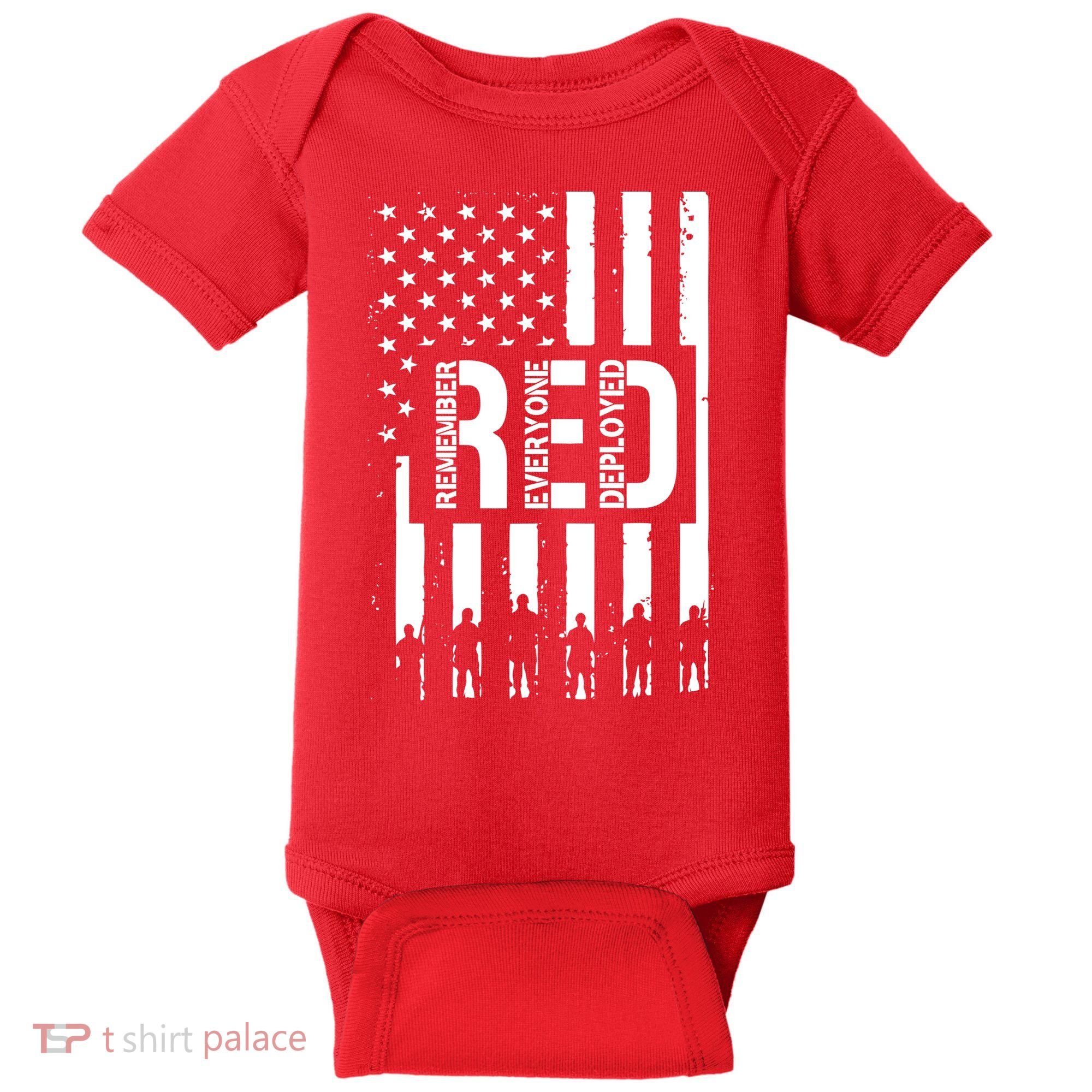 R.E.D Remember Everyone Deployed Red Friday Flag Baby Bodysuit