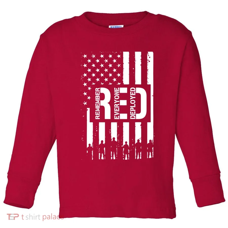 R.E.D Remember Everyone Deployed Red Friday Flag Toddler Long Sleeve