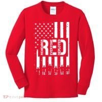 R.E.D Remember Everyone Deployed Red Friday Flag Kids Long Sleeve Shirt thumb 0