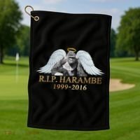 R.I.P. Harambe Our Angel In Heaven 1999-2016 Golf Towel thumb 1