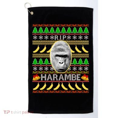 R.I.P. Harambe RIP Gorilla Ugly Christmas Sweater Design Golf Towel