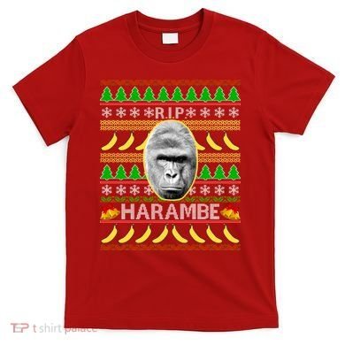 R.I.P. Harambe RIP Gorilla Ugly Christmas Sweater Design T-Shirt