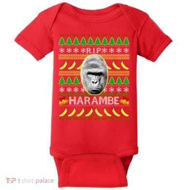 R.I.P. Harambe RIP Gorilla Ugly Christmas Sweater Design Baby Bodysuit