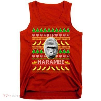 R.I.P. Harambe RIP Gorilla Ugly Christmas Sweater Design Tank Top