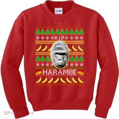 R.I.P. Harambe RIP Gorilla Ugly Christmas Sweater Design Kids Sweatshirt
