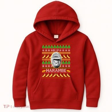 R.I.P. Harambe RIP Gorilla Ugly Christmas Sweater Design Kids Hoodie