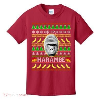 R.I.P. Harambe RIP Gorilla Ugly Christmas Sweater Design Kids T-Shirt