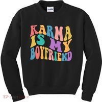 Retro 1960s 70s Karma Is My Boyfriend Kids Sweatshirt thumb 0