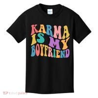 Retro 1960s 70s Karma Is My Boyfriend Kids T-Shirt thumb 0