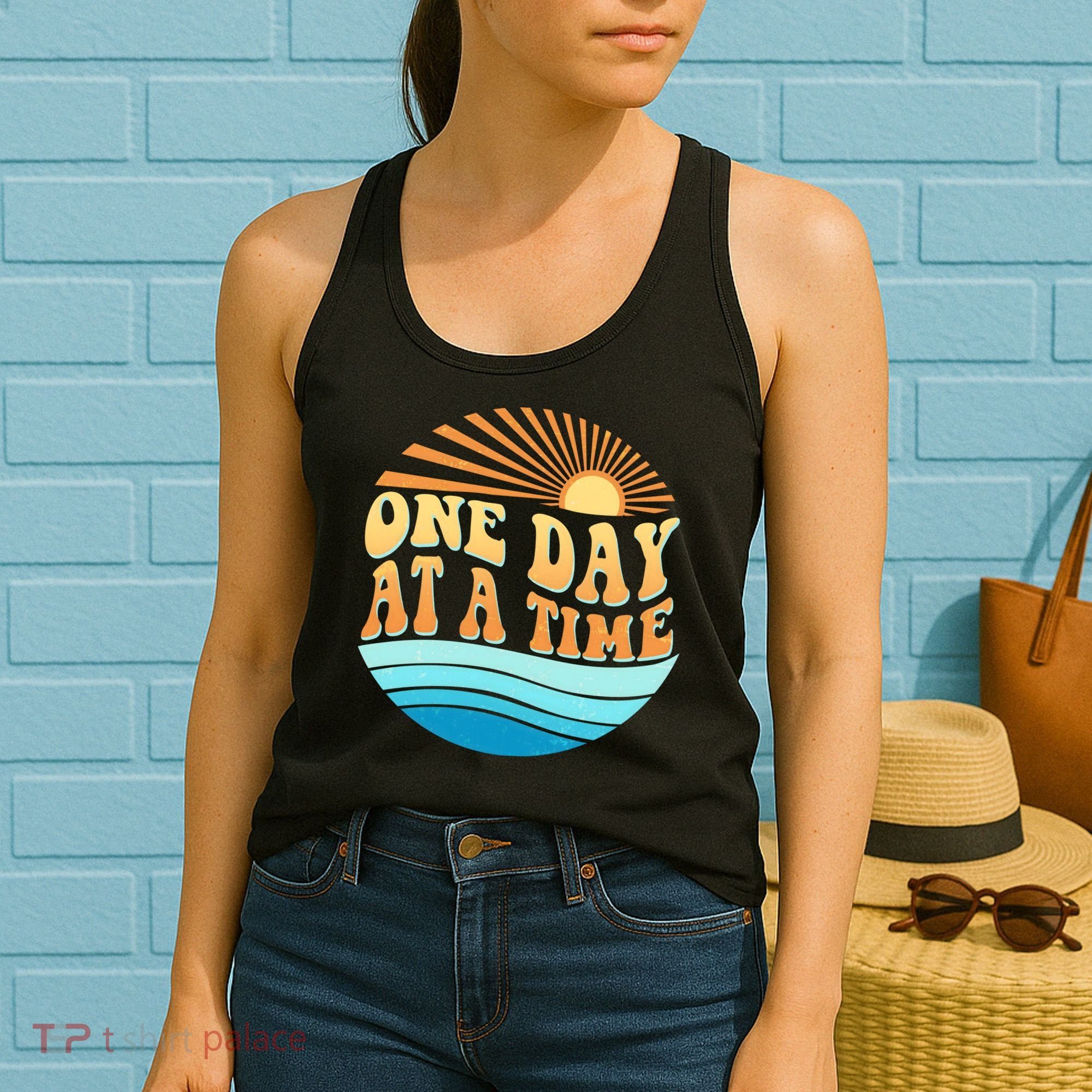Retro 1960s 70s One Day At A Time Mental Health Awareness Women's Tank Top