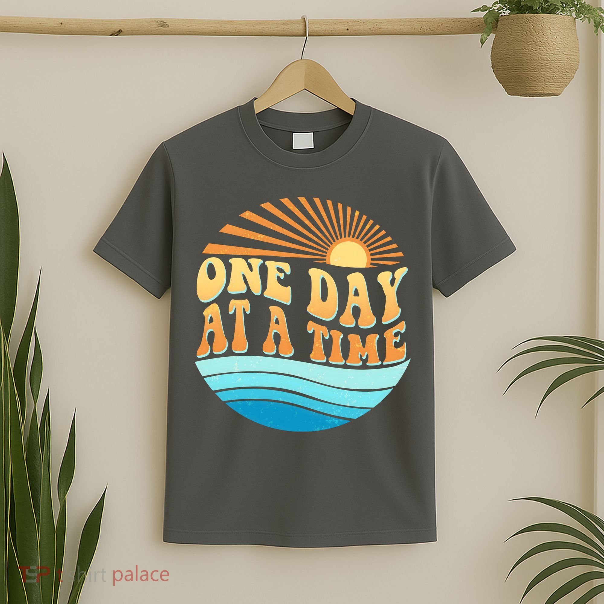 Retro 1960s 70s One Day At A Time Mental Health Awareness T-Shirt