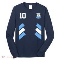 Retro 10 Argentina Jersey Argentinian Soccer Flag Long Sleeve Shirt thumb 0
