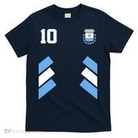 Retro 10 Argentina Jersey Argentinian Soccer Flag T-Shirt thumb 0