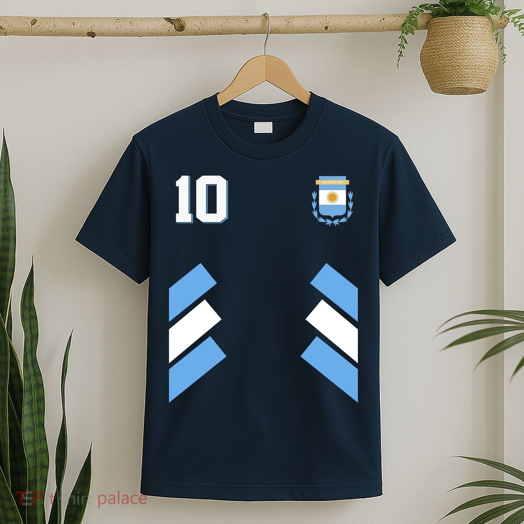Retro 10 Argentina Jersey Argentinian Soccer Flag T-Shirt