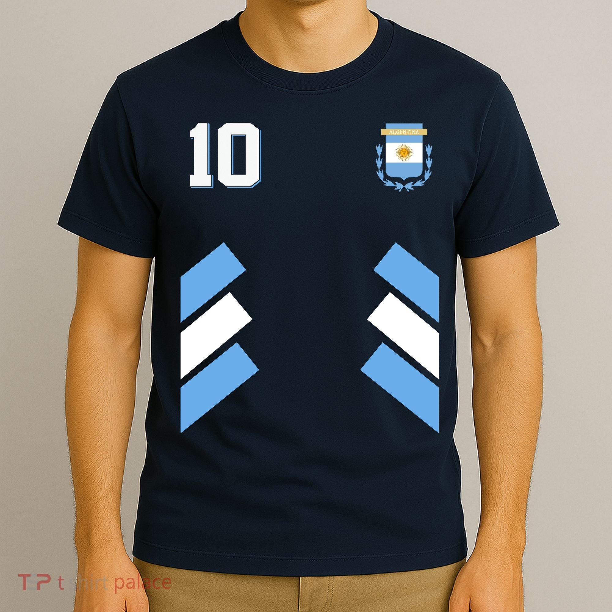 Retro 10 Argentina Jersey Argentinian Soccer Flag T-Shirt