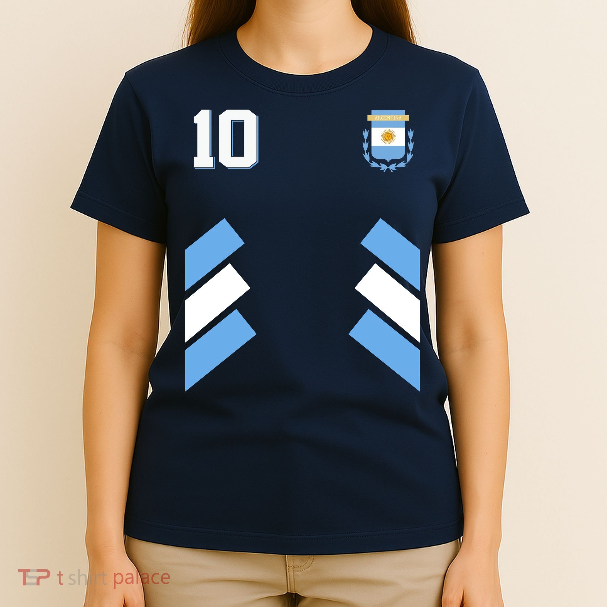 Retro 10 Argentina Jersey Argentinian Soccer Flag T-Shirt