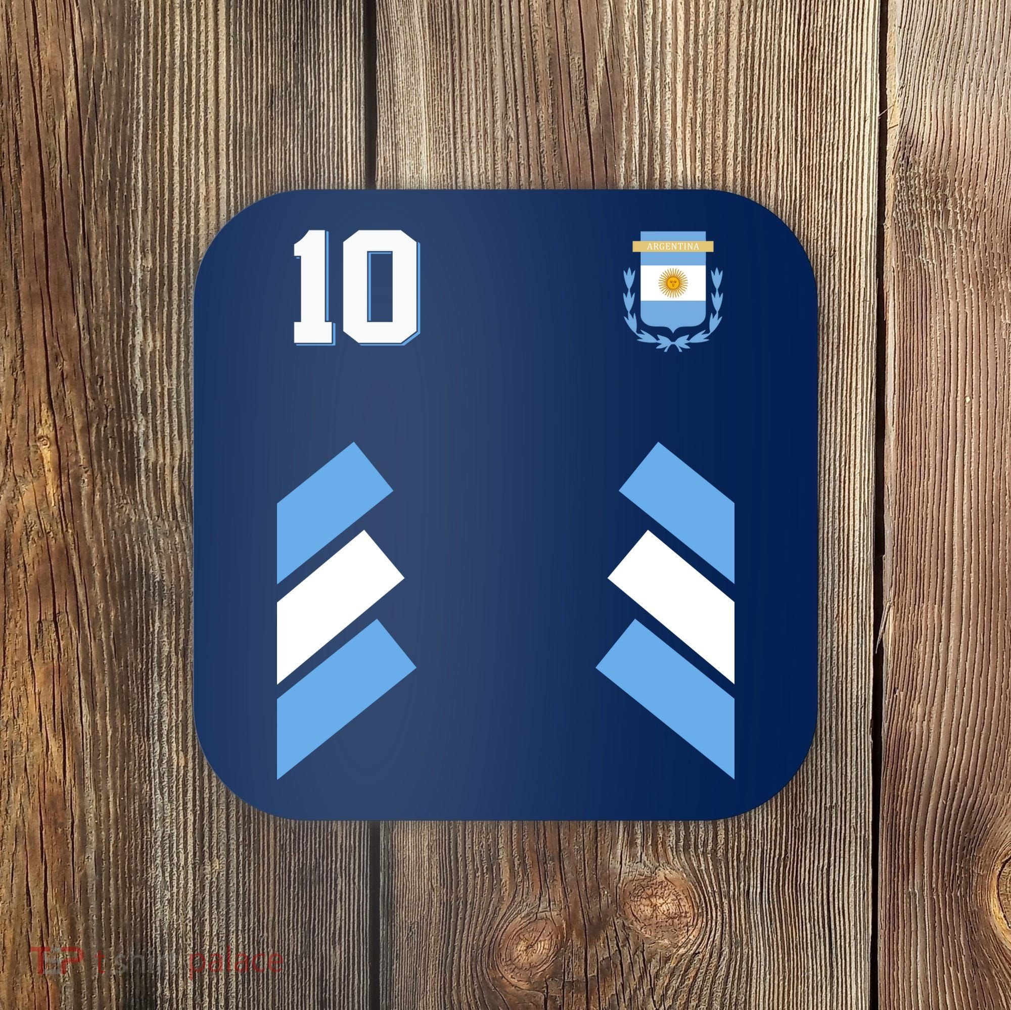 Retro 10 Argentina Jersey Argentinian Soccer Flag Coaster