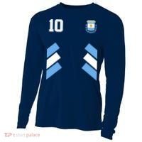 Retro 10 Argentina Jersey Argentinian Soccer Flag Cooling Performance Long Sleeve Crew thumb 0