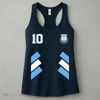 Retro 10 Argentina Jersey Argentinian Soccer Flag Women's Tank Top thumb 3