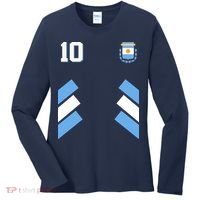 Retro 10 Argentina Jersey Argentinian Soccer Flag Women's Long Sleeve Shirt thumb 0