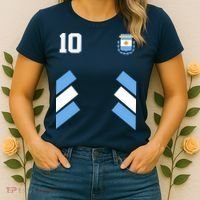 Retro 10 Argentina Jersey Argentinian Soccer Flag Women's T-Shirt thumb 2