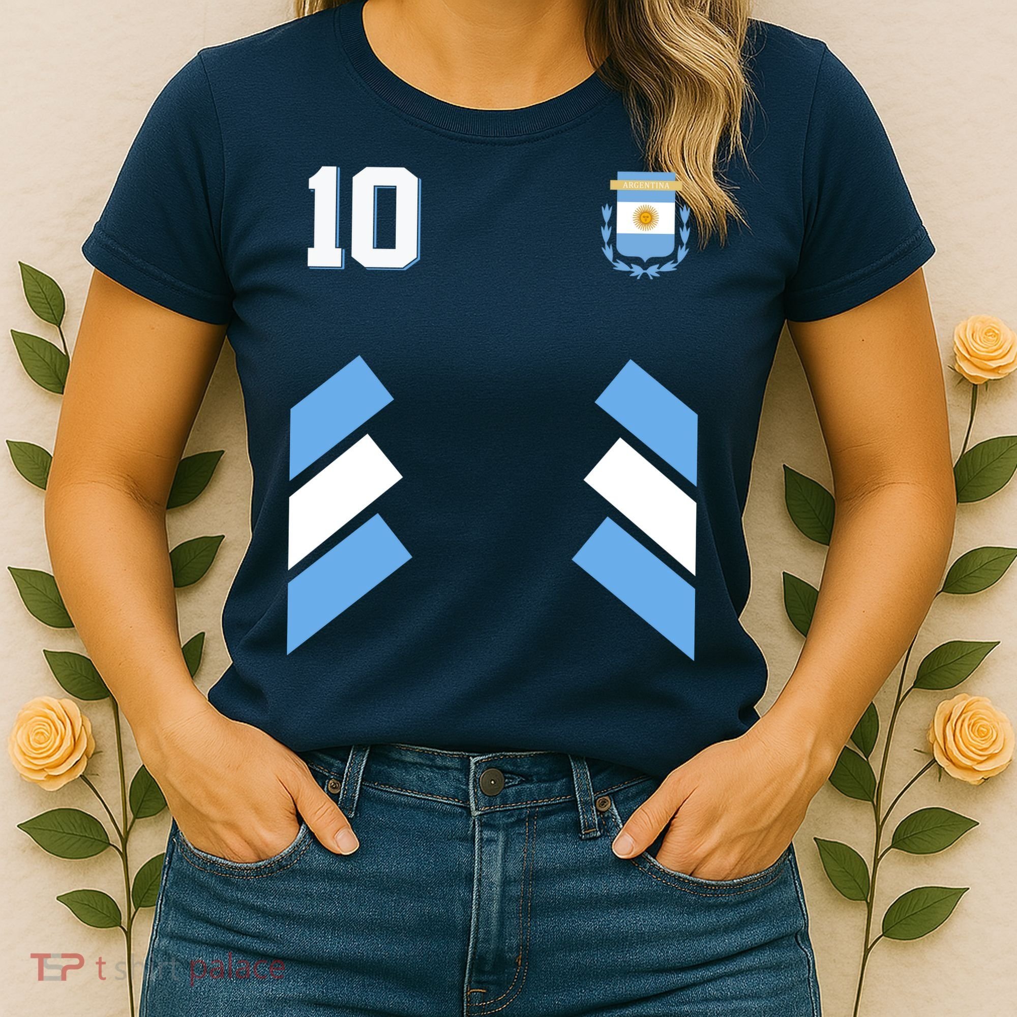 Retro 10 Argentina Jersey Argentinian Soccer Flag Women's T-Shirt