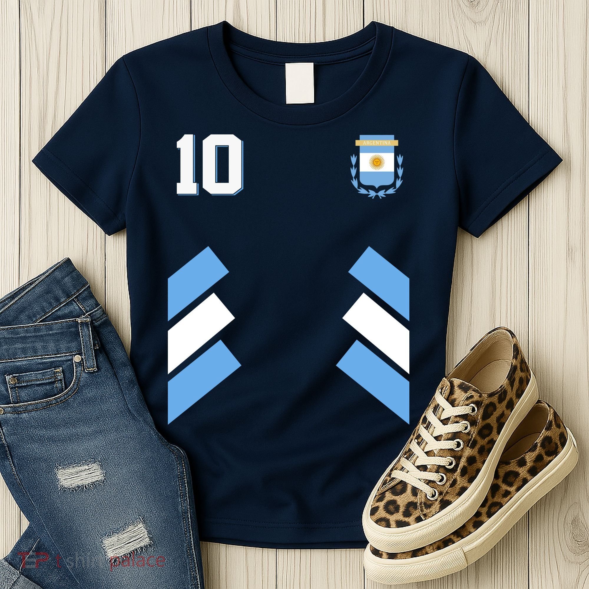 Retro 10 Argentina Jersey Argentinian Soccer Flag Women's T-Shirt