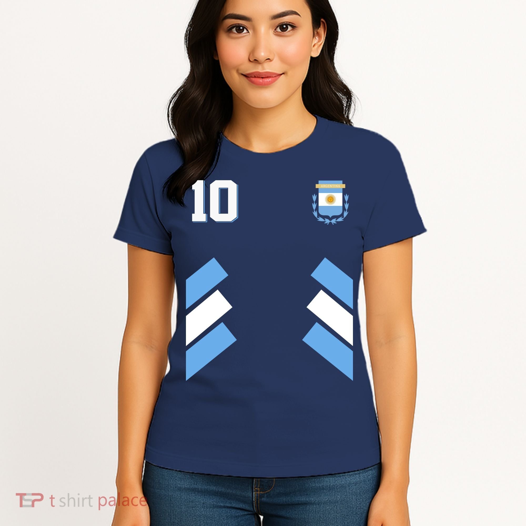 Retro 10 Argentina Jersey Argentinian Soccer Flag Women's T-Shirt
