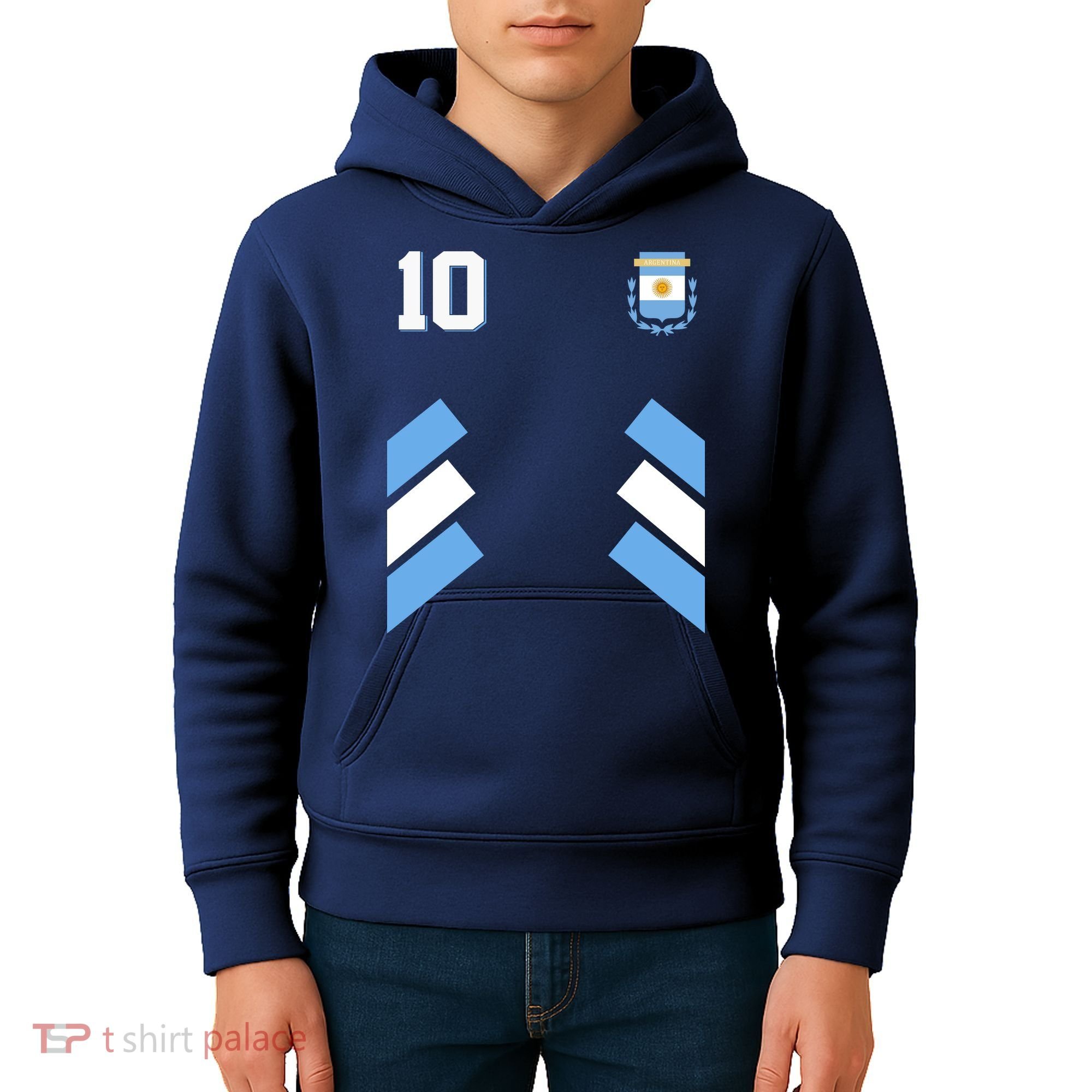 Retro 10 Argentina Jersey Argentinian Soccer Flag Kids Hoodie