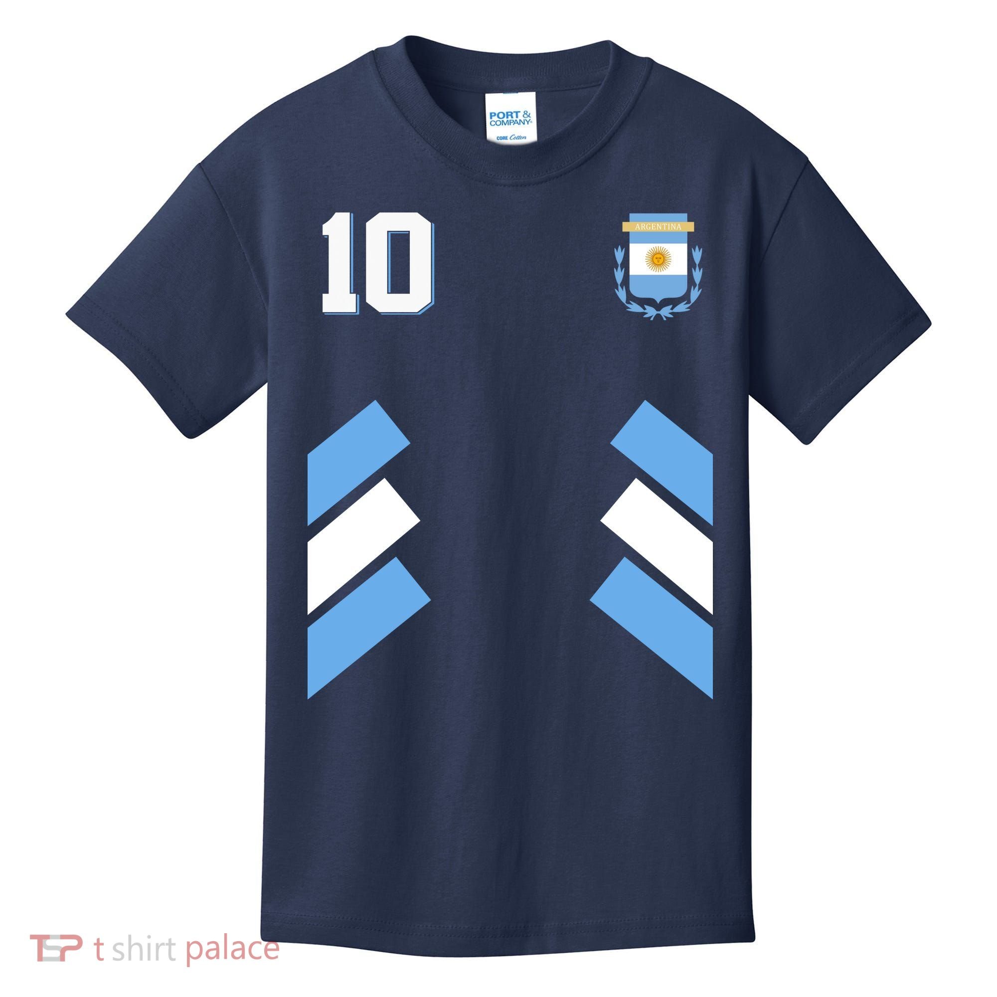 Retro 10 Argentina Jersey Argentinian Soccer Flag Kids T-Shirt